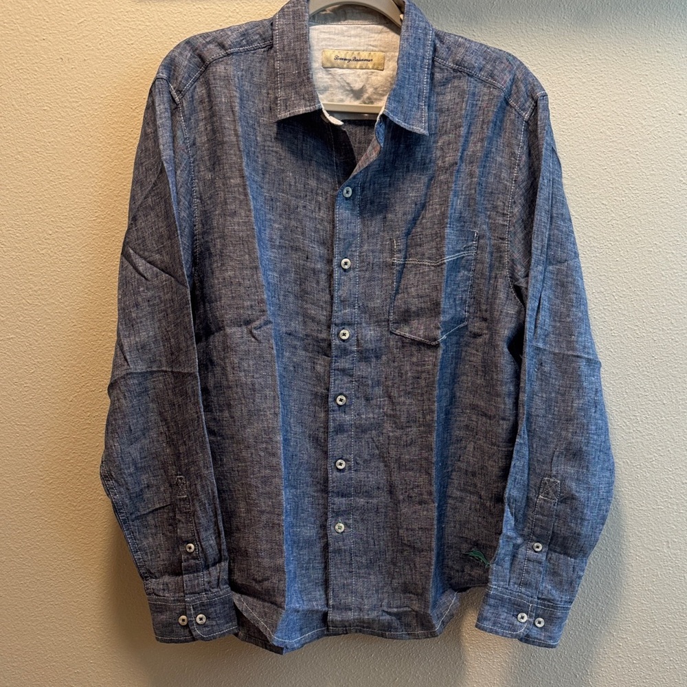 Tommy Bahama Bering Blue linen Button Down Shirt